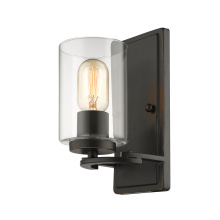 Golden 7041-1W BLK-CLR - Golden Lighting Monroe 1-light Wall Sconce in Matte Black